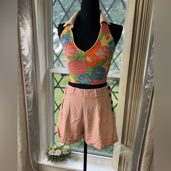 ZARA Women's Multicolor Floral Print Collared Open-Back V-Neck Crop Top SZ S - Picture 6 of 10